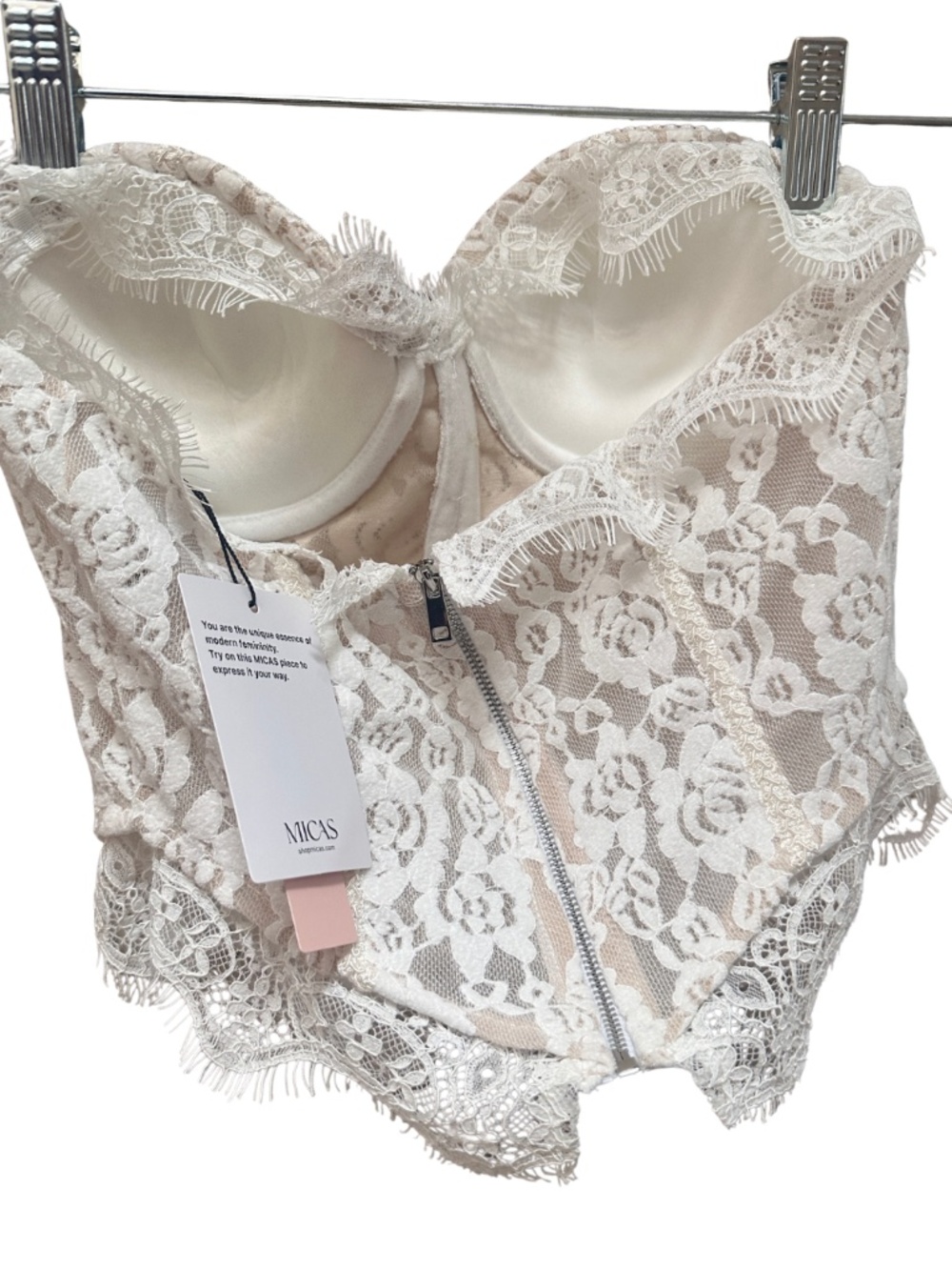 NEW Micas Strapless White Lace Bustier Top - Women's Small - Picture 4 of 5
